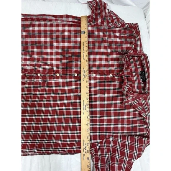Eddie Bauer Flannel Shirt Mens Size XL Tall 100% Cotton Long Sleeve Red Plaid - Picture 14 of 16